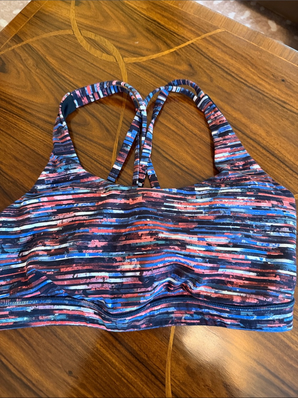 lululemon athletica Striped Sports Bra in Pink, Blue & Black size 20
